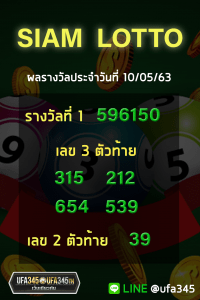 ผลรางวัล Siam Lotto งวดประจำวันที่ 10-05-63